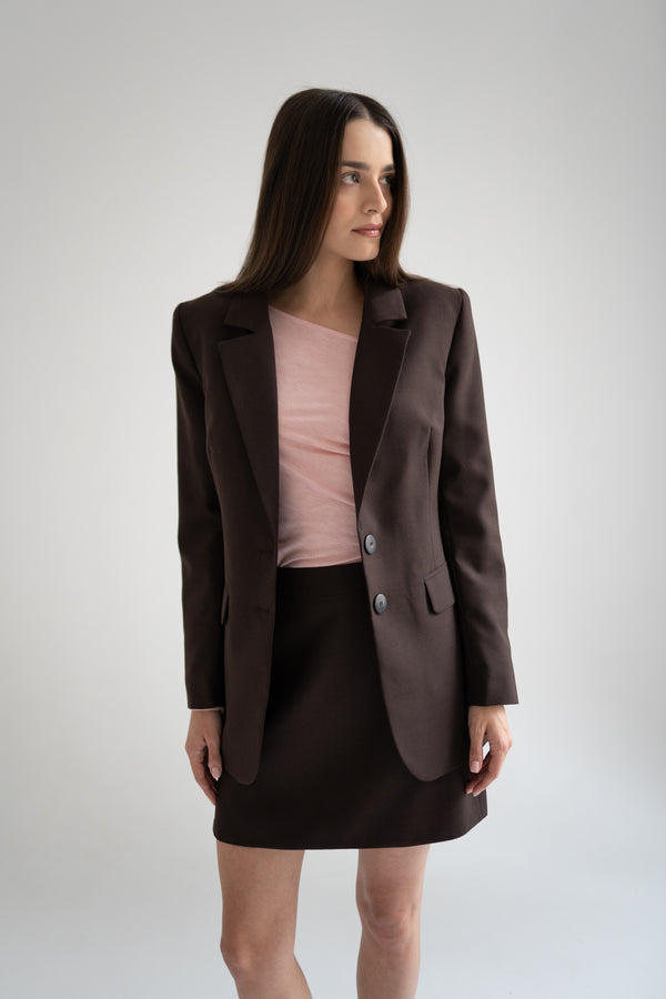 Marynarka Dark Brown Wool Mix