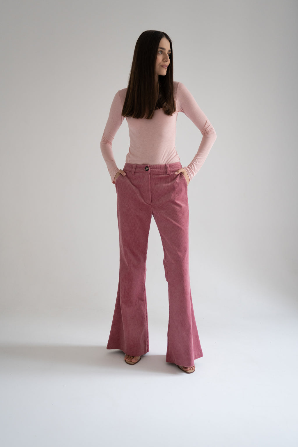 SPODNIE PINK CORDUROY