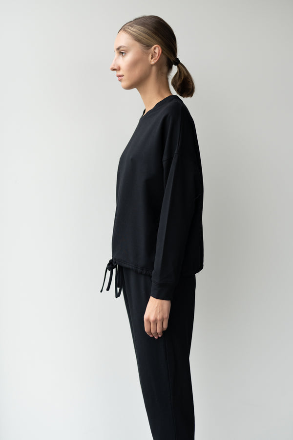 BLUZA AGENA ZE ŚCIĄGACZEM BLACK- MODAL