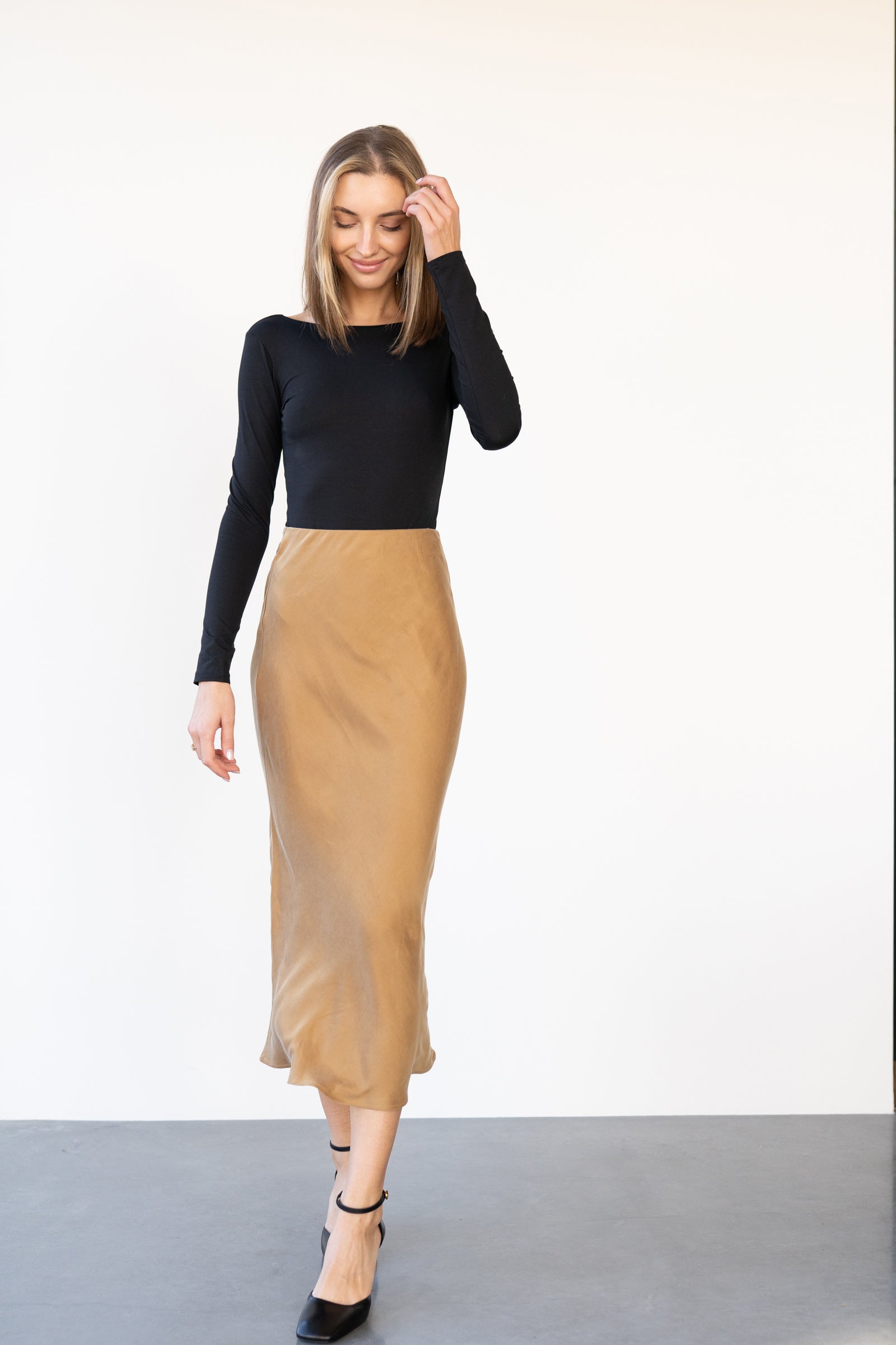 SPÓDNICA SLIP SKIRT SIA GOLD - CUPRO