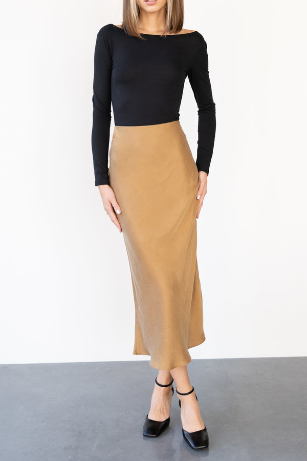 SPÓDNICA SLIP SKIRT SIA GOLD - CUPRO