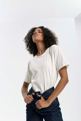 t-shirt Vang kremowa biel - bawełna organiczna