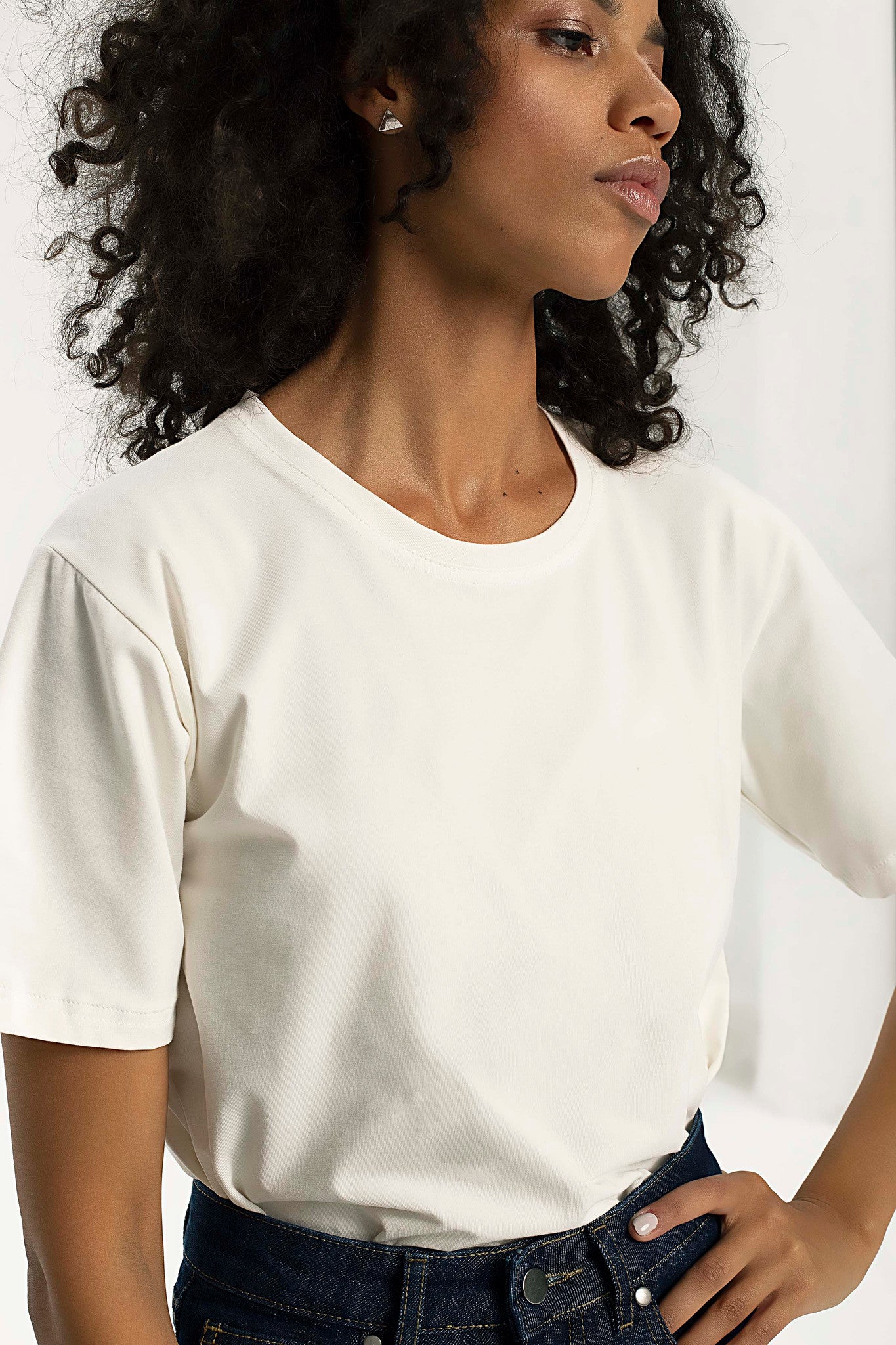 t-shirt Vang kremowa biel - bawełna organiczna