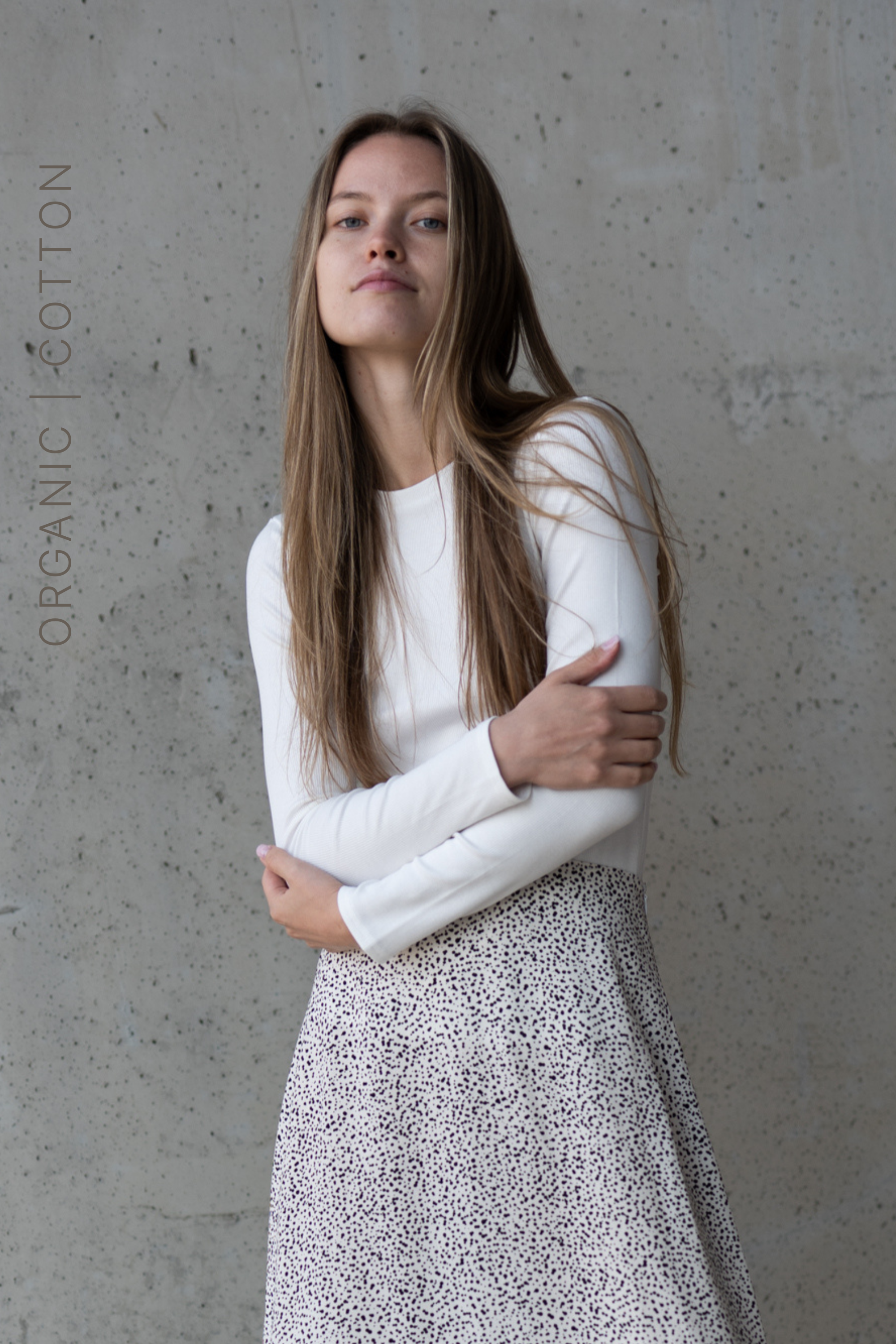 LONGSLEEVE RIB SHAPE PRĄŻEK - BAWEŁNA ORGANICZNA -WHITE