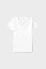 t-shirt V kremowa biel - bawełna organiczna