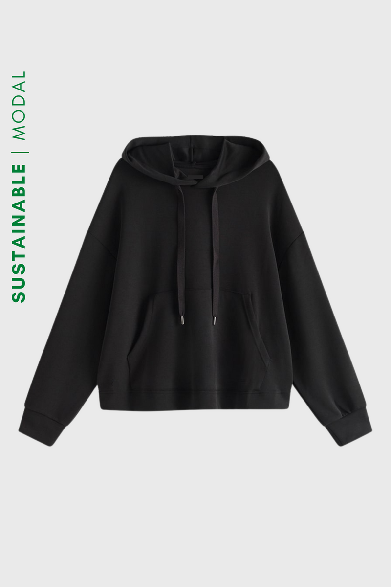 BLUZA Z KAPTUREM MEGREZ BLACK - MODAL