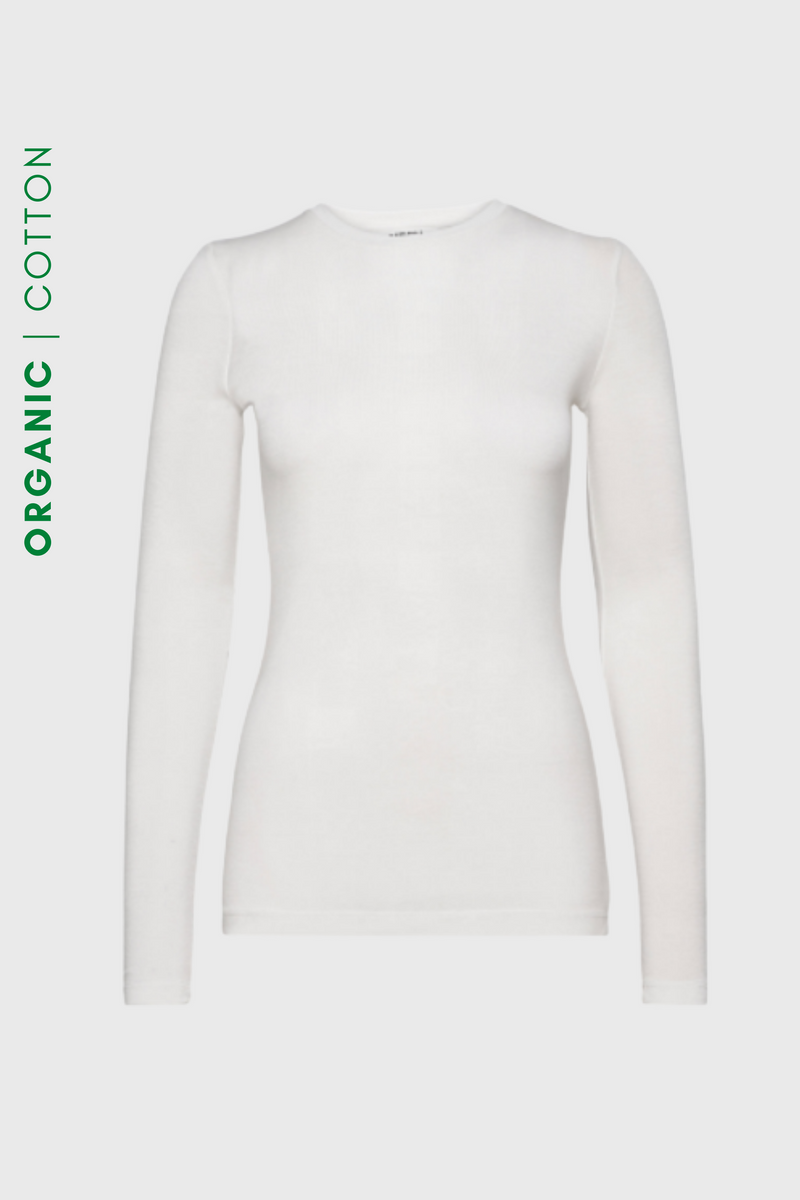LONGSLEEVE RIB SHAPE PRĄŻEK - BAWEŁNA ORGANICZNA -WHITE
