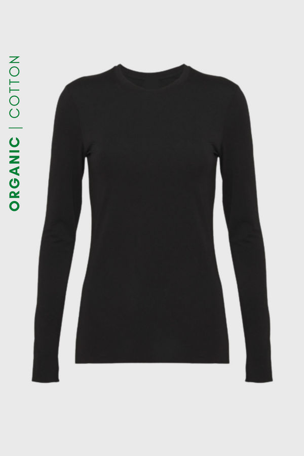 LONGSLEEVE RIB SHAPE BLACK - BAWEŁNA ORGANICZNA